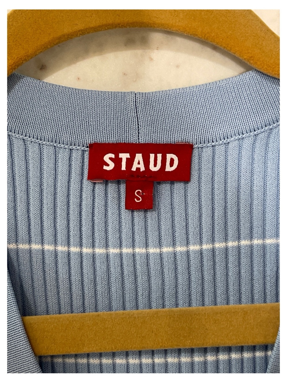 STAUD Pale Blue Ribbed Button-Front Long Sleeve Maxi Dress - Picture 5 of 6